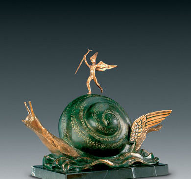 L'escargot et l'ange bronze dali sculpture