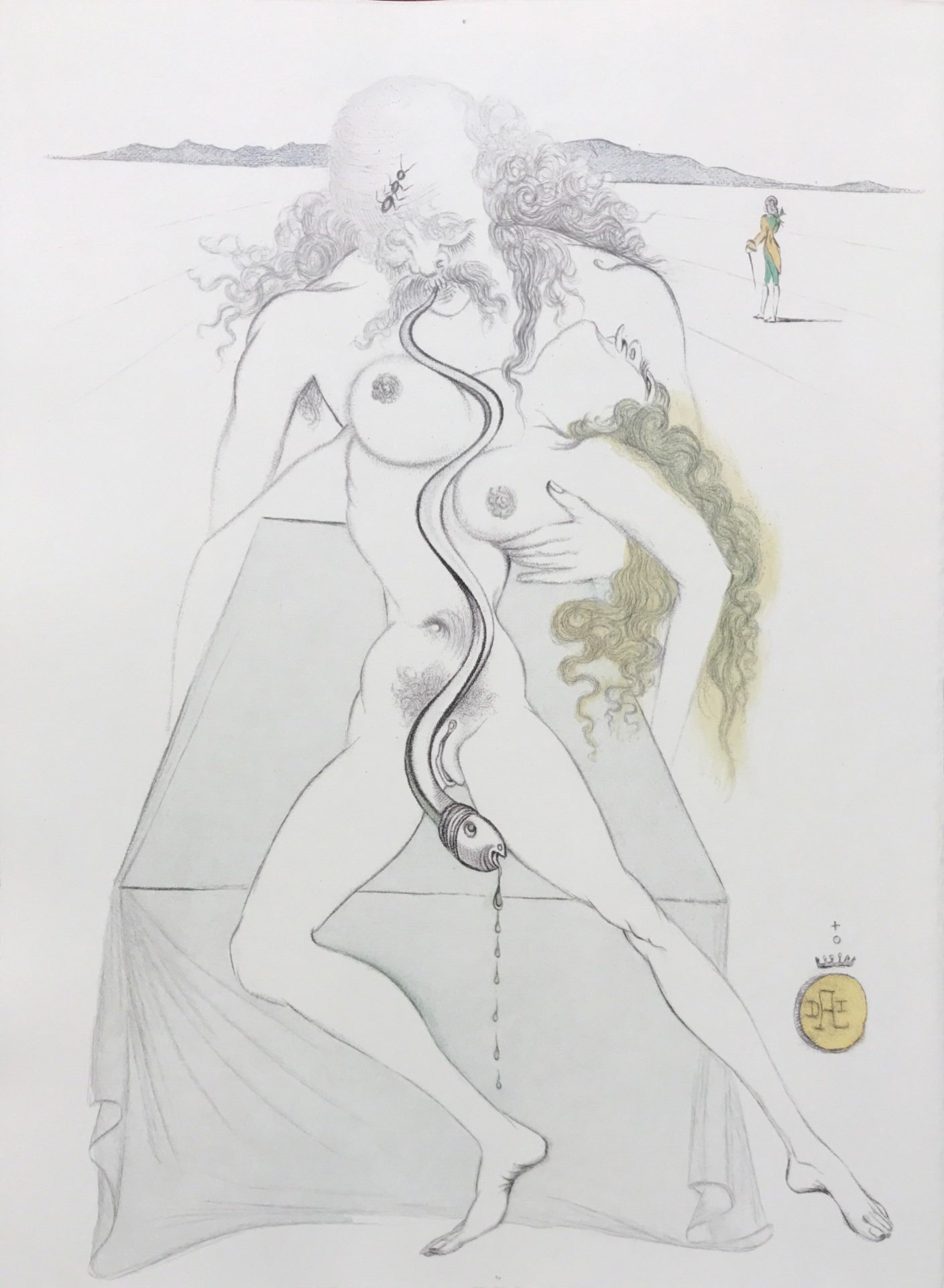 Nude couple, large serpent dali casanova